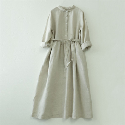 ロングワンピース 綿麻 レディース きれいめ 春 七分袖 半袖 夏 大きいサイズ ガーゼ ダブルガーゼ ロングワンピース ベルト付き ロング 綿麻ワンピ ミモレ丈 Aライン 体型カバー 送料無料 ゆるっと 大人可愛い 着痩せ
