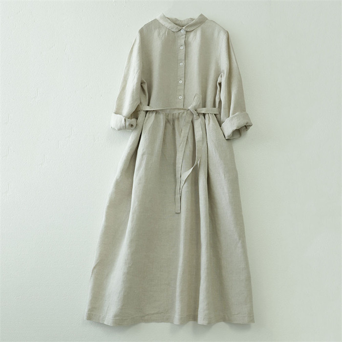<br>ロングワンピース 綿麻 レディース きれいめ 春 七分袖 半袖 夏 大きいサイズ ガーゼ ダブルガーゼ ロングワンピース ベルト付き ロング