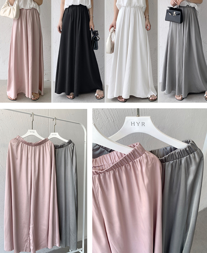 スカーチョ スカンツ 接触冷感 ワイドパンツ 滑らか ふんわり 薄め ガウチョパンツ 無地 マキシ丈 パンツ 春夏 パンツ レディース 大きいサイズ 体型カバー