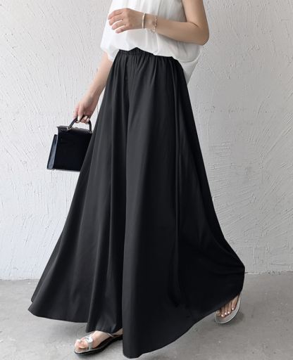 スカーチョ スカンツ 接触冷感 ワイドパンツ 滑らか ふんわり 薄め ガウチョパンツ 無地 マキシ丈 パンツ 春夏 パンツ レディース 大きいサイズ 体型カバー