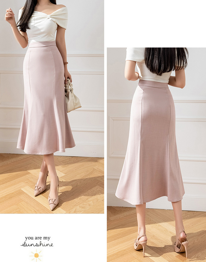 ロングスカート　マーメードライン　レディース　ミモレ丈　タイトライン　マーメードスカート　タイト　着痩せ　無地　ハイウエスト　おしゃれ　高級感　フォーマル　上品　入園式　卒業式　オフィス　OL　春夏　脚長効果　ファッション