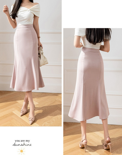 ロングスカート　マーメードライン　レディース　ミモレ丈　タイトライン　マーメードスカート　タイト　着痩せ　無地　ハイウエスト　おしゃれ　高級感　フォーマル　上品　入園式　卒業式　オフィス　OL　春夏　脚長効果　ファッション