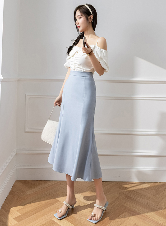 ロングスカート　マーメードライン　レディース　ミモレ丈　タイトライン　マーメードスカート　タイト　着痩せ　無地　ハイウエスト　おしゃれ　高級感　フォーマル　上品　入園式　卒業式　オフィス　OL　春夏　脚長効果　ファッション
