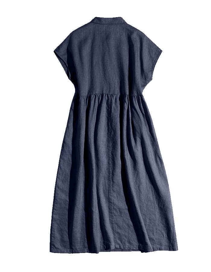 シャツワンピース　半袖　夏　麻風　シャツワンピ　ワンピース　ミモレ丈　ロング丈　大きいサイズ　体型カバー　ゆったり　ハイウエスト　カジュアル　リラックス　大人　春夏　着瘦せ　おしゃれ