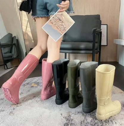 送料無料 レインブーツ レディース 防水ブーツ ロングブーツ 防水 ローヒール 梅雨 歩きやすい 大きいサイズ ロングブーツ 幅広 甲高 ダック 厚底 滑りにくい 黒 レインショートブーツ 雨用 夏 長靴 雪 雨の日 完全防水 可愛い送料無料 インサイドハイト+外増高