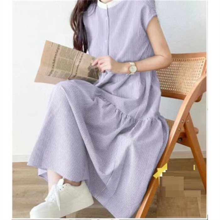 送料無料 ワンピース レディース シャツワンピース バックリボン ティアード Aライン ストライプ 無地 フレンチスリーブ ロング マキシ 体型カバー ゆったり 半袖 袖なし 大きいサイズ 小さいサイズ 春 夏 ロングワンピース 着痩せ