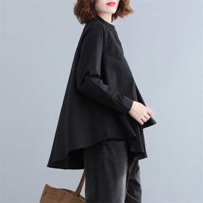 <br>ブラウス T-シャツ レディース フレアブラウス ロングブラウス シャツブラウス トップス チュニック 長袖 ナチュラル 着痩せ ゆったり 体型カバー