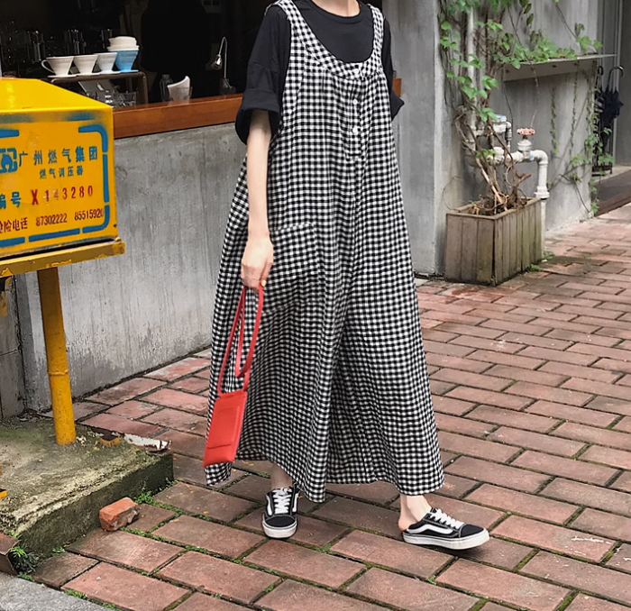 サロペット　チェック柄　パンツ　ワイドパンツ　レディース　オールインワン　オーバーオール　ジャンパー　サロペットパンツ　オーバーサイズ　大きいサイズ 　カジュアル　リラックス　きれいめ　ゆったり