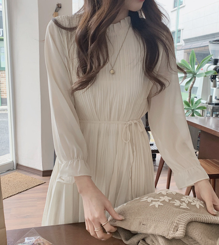 シフォンワンピース　ワンピース　ミモレ丈　シフォン　長袖　ロングワンピース　ギャザー　大きいサイズ　結婚式　二次会　お出かけ　お呼ばれ　おしゃれ　可愛い　大人　上品　カジュアル