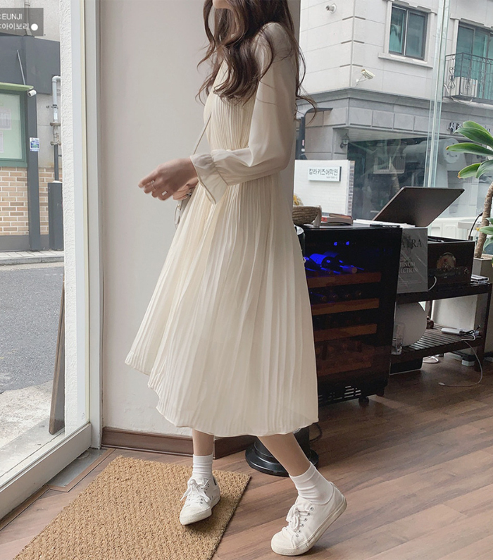 シフォンワンピース　ワンピース　ミモレ丈　シフォン　長袖　ロングワンピース　ギャザー　大きいサイズ　結婚式　二次会　お出かけ　お呼ばれ　おしゃれ　可愛い　大人　上品　カジュアル