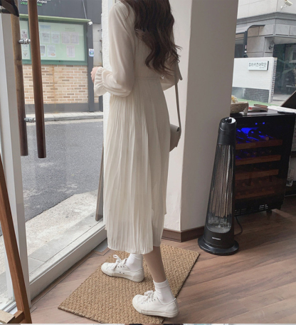 シフォンワンピース　ワンピース　ミモレ丈　シフォン　長袖　ロングワンピース　ギャザー　大きいサイズ　結婚式　二次会　お出かけ　お呼ばれ　おしゃれ　可愛い　大人　上品　カジュアル