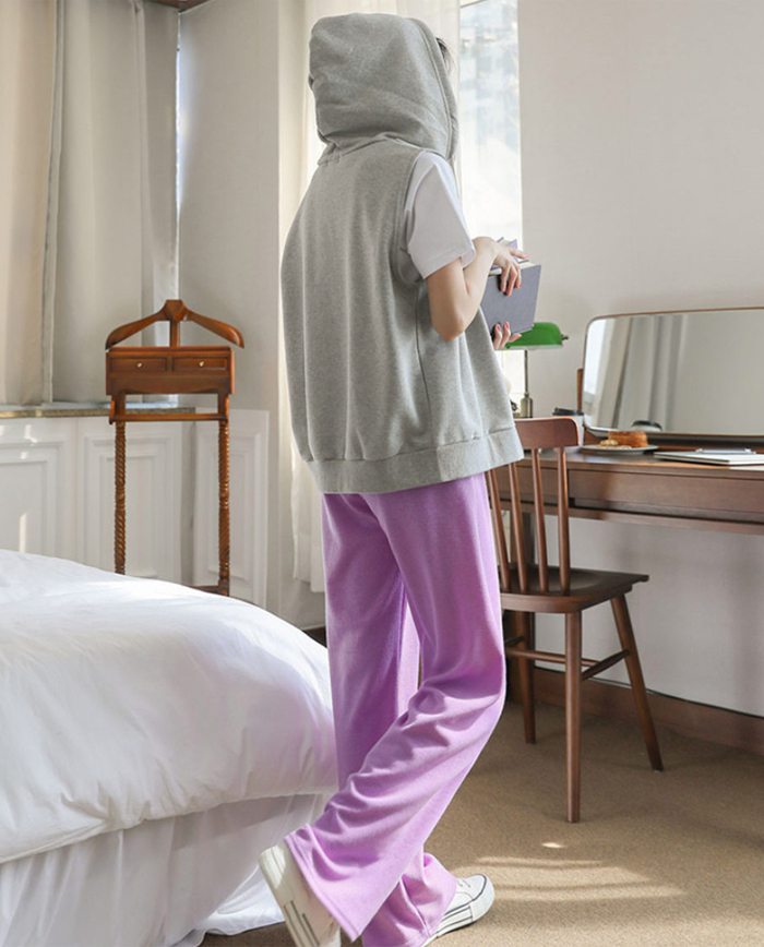 パーカーベスト ベスト パーカー レディース 春 秋 前開き トップス フード付き ジップアップ ノースリーブ ゆったり カットソーベスト 重ね着 レイヤード スウェット アウター お洒落 カジュアル 体型カバー