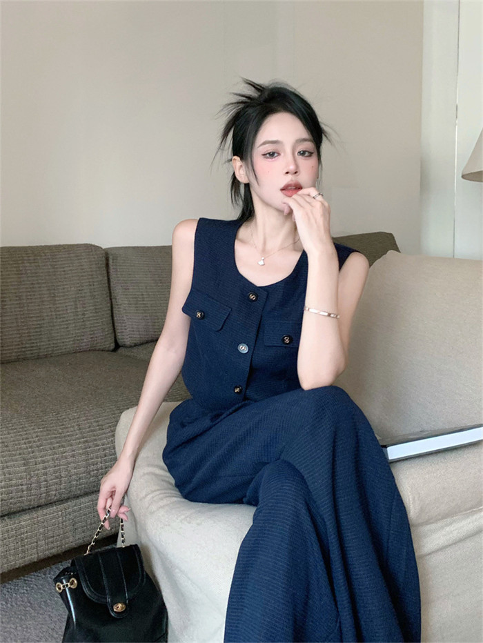 <br>セットアップ レディース パンツスーツ ノースリーブ スクエアネック 春夏 夏 無地 女の子卒業式 ガウチョパンツ ベスト キャミソール ワイドパンツ 体型カバー ゆったり ハイウエスト