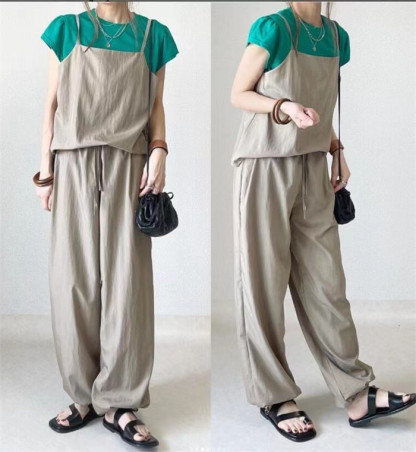 セットアップ レディース 綿麻 コットンリネン パンツドレス パンツスーツ ノースリーブ 春夏 夏 無地 女の子 日常デー 通勤 卒業式 ガウチョパンツ ワイドパンツ 体型カバー ゆったり 脚長効果 欧米風 カジュアル 大きいサイズ 送料無料 大人可愛い