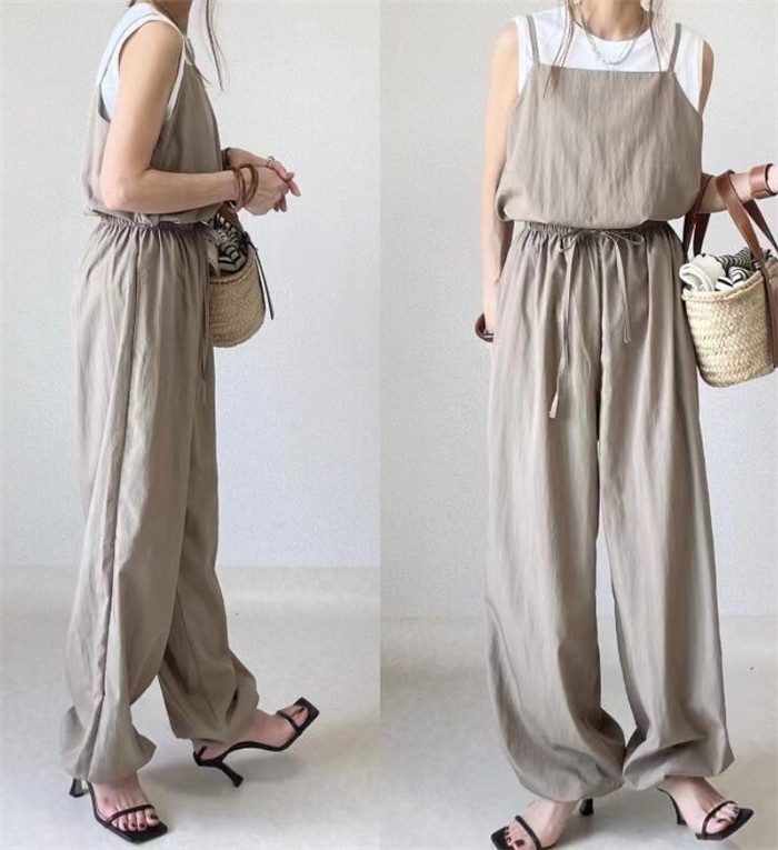 セットアップ レディース 綿麻 コットンリネン パンツドレス パンツスーツ ノースリーブ 春夏 夏 無地 女の子 日常デー 通勤 卒業式 ガウチョパンツ ワイドパンツ 体型カバー ゆったり 脚長効果 欧米風 カジュアル 大きいサイズ 送料無料 大人可愛い