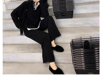 <br>セットアップ レディース 秋冬 カジュアル 大きいサイズ ニット ニットセーター プルオーバー ワイドパンツ ニットセットアップ 長袖 ゆったり サイドスリット 厚手