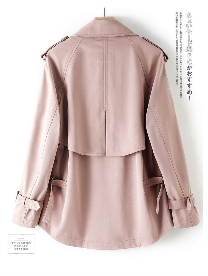 <br>トレンチコート レディース ショート丈 aライン ダブルボタン スリット 無地 おしゃれ 春秋 アウター スプリングコート 就活 ビジネス 定番 通勤 コート 春
