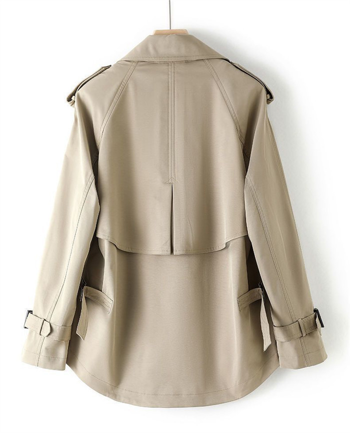 <br>トレンチコート レディース ショート丈 aライン ダブルボタン スリット 無地 おしゃれ 春秋 アウター スプリングコート 就活 ビジネス 定番 通勤 コート 春