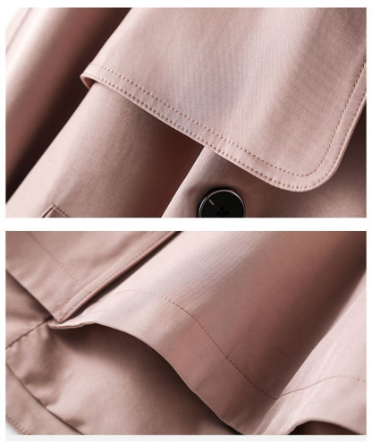 <br>トレンチコート レディース ショート丈 aライン ダブルボタン スリット 無地 おしゃれ 春秋 アウター スプリングコート 就活 ビジネス 定番 通勤 コート 春