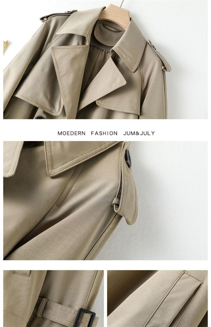 <br>トレンチコート レディース ショート丈 aライン ダブルボタン スリット 無地 おしゃれ 春秋 アウター スプリングコート 就活 ビジネス 定番 通勤 コート 春