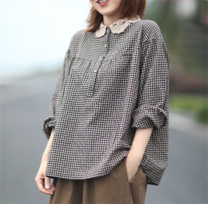 <br>綿麻 シャツ ガーゼシャツ ブラウス レディース チェック 綿麻シャツ チュニック コットン ベーシック コットンシャツ トップス 長袖 無地 プレゼント 30代 40代 50代 春夏秋冬 送料無料 柔らか 長袖シャツ スーツインナー ビッグシルエット