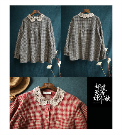 <br>綿麻 シャツ ガーゼシャツ ブラウス レディース チェック 綿麻シャツ チュニック コットン ベーシック コットンシャツ トップス 長袖 無地 プレゼント 30代 40代 50代 春夏秋冬 送料無料 柔らか 長袖シャツ スーツインナー ビッグシルエット