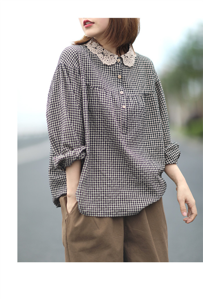 <br>綿麻 シャツ ガーゼシャツ ブラウス レディース チェック 綿麻シャツ チュニック コットン ベーシック コットンシャツ トップス 長袖 無地 プレゼント 30代 40代 50代 春夏秋冬 送料無料 柔らか 長袖シャツ スーツインナー ビッグシルエット