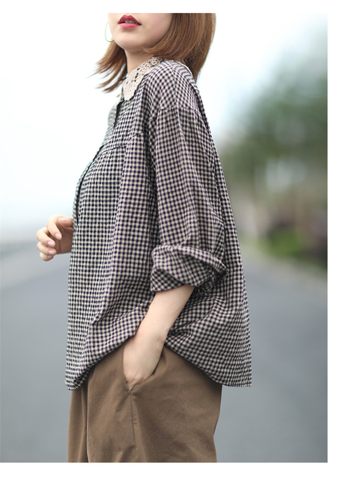<br>綿麻 シャツ ガーゼシャツ ブラウス レディース チェック 綿麻シャツ チュニック コットン ベーシック コットンシャツ トップス 長袖 無地 プレゼント 30代 40代 50代 春夏秋冬 送料無料 柔らか 長袖シャツ スーツインナー ビッグシルエット