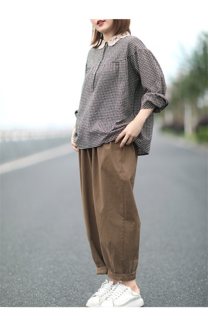 <br>綿麻 シャツ ガーゼシャツ ブラウス レディース チェック 綿麻シャツ チュニック コットン ベーシック コットンシャツ トップス 長袖 無地 プレゼント 30代 40代 50代 春夏秋冬 送料無料 柔らか 長袖シャツ スーツインナー ビッグシルエット