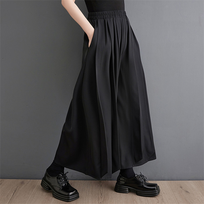 <br>ワイドパンツ プリーツ プリーツパンツ ロング レディース 黒 大きいサイズ ワイド ワイドプリーツパンツ ボトムス 秋 秋物 ロングパンツ 秋冬 マキシ丈 シンプル きれいめ ブラック 通勤 日常 ゆったり系 無地 体型カバー ウェストゴム カジュアル 大人可愛い 送料無料