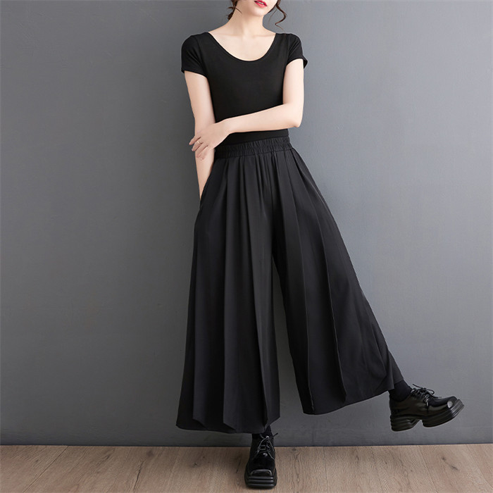 <br>ワイドパンツ プリーツ プリーツパンツ ロング レディース 黒 大きいサイズ ワイド ワイドプリーツパンツ ボトムス 秋 秋物 ロングパンツ 秋冬 マキシ丈 シンプル きれいめ ブラック 通勤 日常 ゆったり系 無地 体型カバー ウェストゴム カジュアル 大人可愛い 送料無料