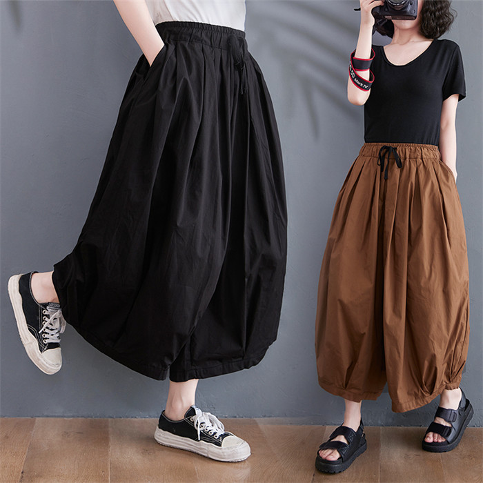 <br>ワイドパンツ ロング レディース 黒 大きいサイズ ワイド バルーンパンツ ボトムス 秋 秋物 秋冬 シンプル きれいめ ブラック カジュアル 送料無料 ロングパンツ マキシ丈 通勤 日常 ゆったり 無地 体型カバー ウェストゴム ベルトなし