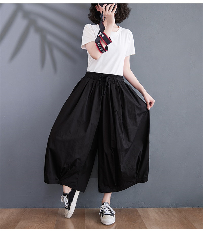 <br>ワイドパンツ ロング レディース 黒 大きいサイズ ワイド バルーンパンツ ボトムス 秋 秋物 秋冬 シンプル きれいめ ブラック カジュアル 送料無料 ロングパンツ マキシ丈 通勤 日常 ゆったり 無地 体型カバー ウェストゴム ベルトなし