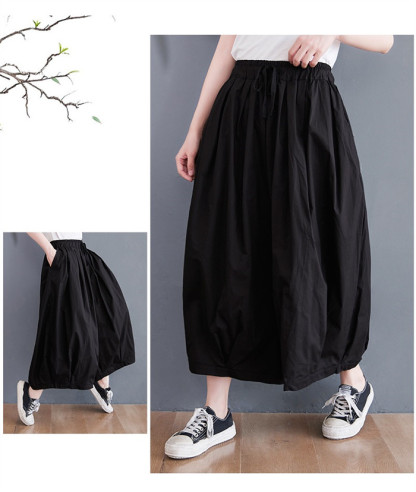 <br>ワイドパンツ ロング レディース 黒 大きいサイズ ワイド バルーンパンツ ボトムス 秋 秋物 秋冬 シンプル きれいめ ブラック カジュアル 送料無料 ロングパンツ マキシ丈 通勤 日常 ゆったり 無地 体型カバー ウェストゴム ベルトなし