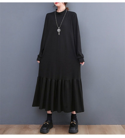 <br>ロングワンピース 長袖 マーメイドワンピース 秋 冬 黒 大きいサイズ マーメイド 春秋 レディース インナー きれいめ マキシ丈 無地 ハイネック マキシワンピース