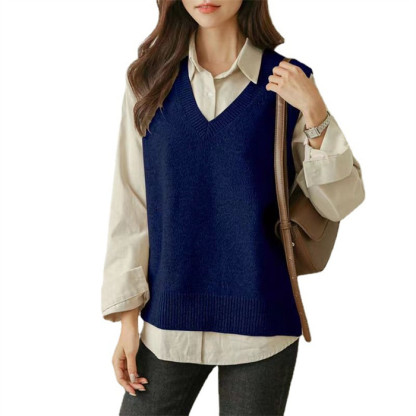 <br>ベスト レディース 秋冬 ニット vネック ニットベスト トップス ノースリーブ 重ね着風 韓国風 ニット レイヤード シンプル プルオーバー おしゃれ 無地 カジュアル 大人 可愛い 暖かい ゆったり 通勤 着痩せ 体型カバー 送料無料