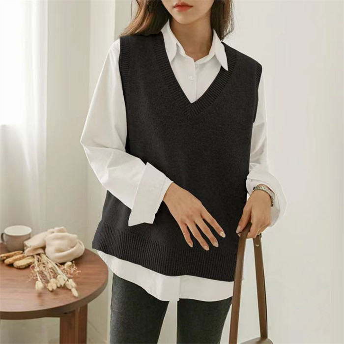 <br>ベスト レディース 秋冬 ニット vネック ニットベスト トップス ノースリーブ 重ね着風 韓国風 ニット レイヤード シンプル プルオーバー おしゃれ 無地 カジュアル 大人 可愛い 暖かい ゆったり 通勤 着痩せ 体型カバー 送料無料
