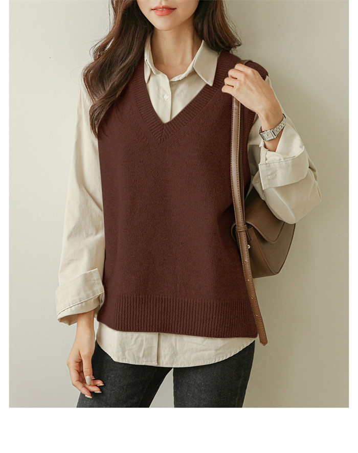 <br>ベスト レディース 秋冬 ニット vネック ニットベスト トップス ノースリーブ 重ね着風 韓国風 ニット レイヤード シンプル プルオーバー おしゃれ 無地 カジュアル 大人 可愛い 暖かい ゆったり 通勤 着痩せ 体型カバー 送料無料