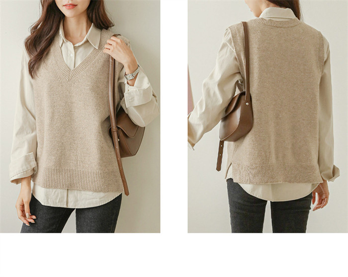 <br>ベスト レディース 秋冬 ニット vネック ニットベスト トップス ノースリーブ 重ね着風 韓国風 ニット レイヤード シンプル プルオーバー おしゃれ 無地 カジュアル 大人 可愛い 暖かい ゆったり 通勤 着痩せ 体型カバー 送料無料