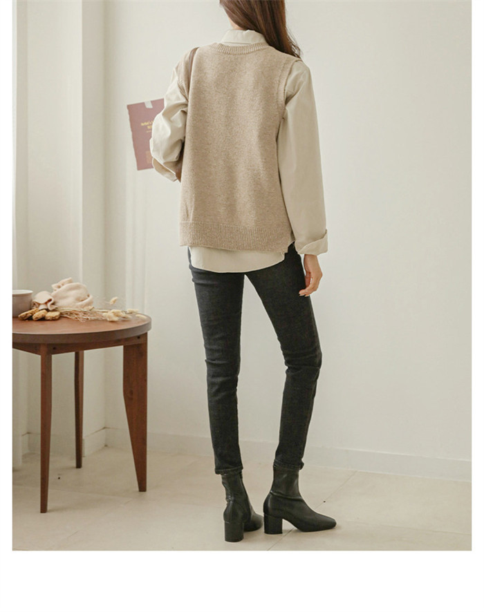 <br>ベスト レディース 秋冬 ニット vネック ニットベスト トップス ノースリーブ 重ね着風 韓国風 ニット レイヤード シンプル プルオーバー おしゃれ 無地 カジュアル 大人 可愛い 暖かい ゆったり 通勤 着痩せ 体型カバー 送料無料