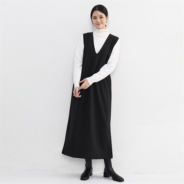 <br>ジャンパースカート 50代 選べる2way ロング 秋 冬 大人 大きいサイズ Vネック オールインワン レディース ロングワンピース ロングベスト ワンピース ジャンスカ ポケット スカート 重ね着 カジュアル 秋冬 きれいめ 大人可愛い 送料無料