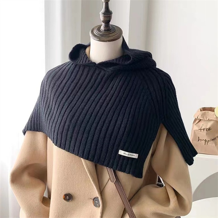 <br>ニットベスト 変形 帽子 グレー パーカー ベスト ニット セーター トップス レディース ノースリーブ 半袖 ハイネック タートルネック ノースリーブ ポンチョ 秋 フード付き ストール 秋冬 プルオーバー 大きいサイズ 重ね着 レイヤード 黒 送料無料