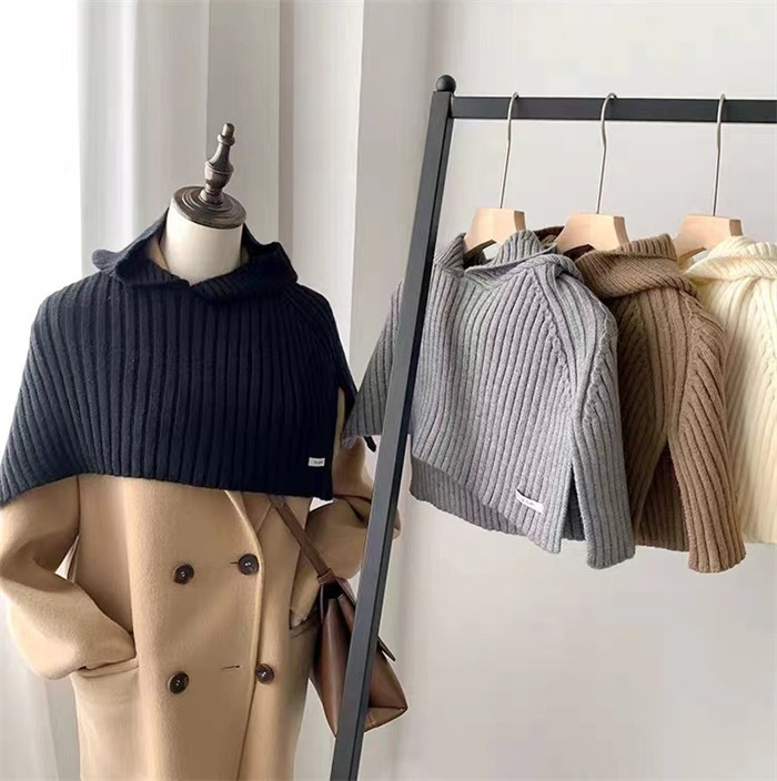 <br>ニットベスト 変形 帽子 グレー パーカー ベスト ニット セーター トップス レディース ノースリーブ 半袖 ハイネック タートルネック ノースリーブ ポンチョ 秋 フード付き ストール 秋冬 プルオーバー 大きいサイズ 重ね着 レイヤード 黒 送料無料