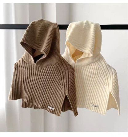 <br>ニットベスト 変形 帽子 グレー パーカー ベスト ニット セーター トップス レディース ノースリーブ 半袖 ハイネック タートルネック ノースリーブ ポンチョ 秋 フード付き ストール 秋冬 プルオーバー 大きいサイズ 重ね着 レイヤード 黒 送料無料