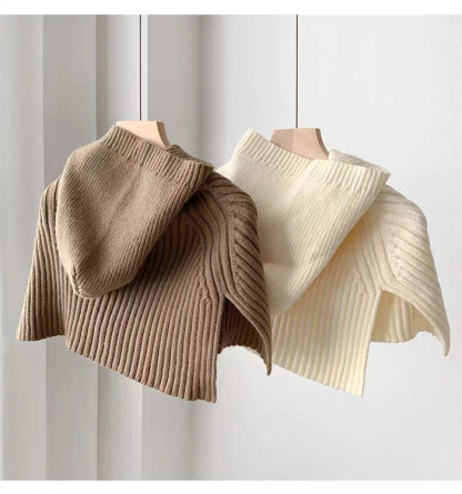 <br>ニットベスト 変形 帽子 グレー パーカー ベスト ニット セーター トップス レディース ノースリーブ 半袖 ハイネック タートルネック ノースリーブ ポンチョ 秋 フード付き ストール 秋冬 プルオーバー 大きいサイズ 重ね着 レイヤード 黒 送料無料