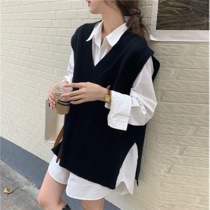 <br>ニットベスト レディース オフィス 秋冬 フォーマル 秋 プルオーバー ベスト 春秋 ニット おしゃれ 着回し トップス 体型カバー ノースリーブ シンプル カジュアル レイヤード 重ね着 クールネック 上着 伸縮性 無地 大きいサイズ 送料無料