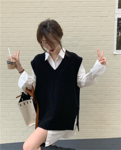 <br>ニットベスト レディース オフィス 秋冬 フォーマル 秋 プルオーバー ベスト 春秋 ニット おしゃれ 着回し トップス 体型カバー ノースリーブ シンプル カジュアル レイヤード 重ね着 クールネック 上着 伸縮性 無地 大きいサイズ 送料無料