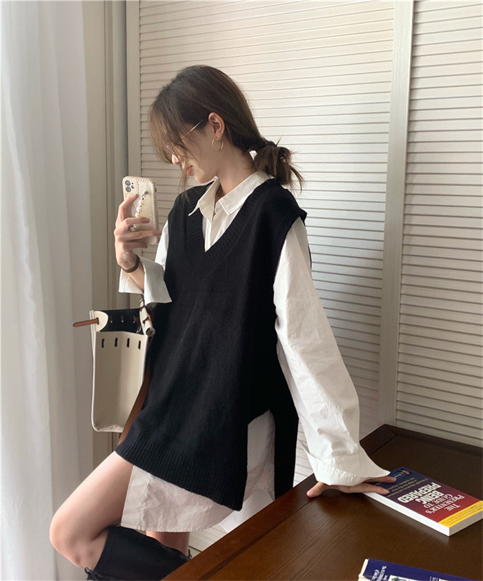 <br>ニットベスト レディース オフィス 秋冬 フォーマル 秋 プルオーバー ベスト 春秋 ニット おしゃれ 着回し トップス 体型カバー ノースリーブ シンプル カジュアル レイヤード 重ね着 クールネック 上着 伸縮性 無地 大きいサイズ 送料無料