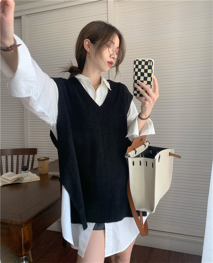 <br>ニットベスト レディース オフィス 秋冬 フォーマル 秋 プルオーバー ベスト 春秋 ニット おしゃれ 着回し トップス 体型カバー ノースリーブ シンプル カジュアル レイヤード 重ね着 クールネック 上着 伸縮性 無地 大きいサイズ 送料無料