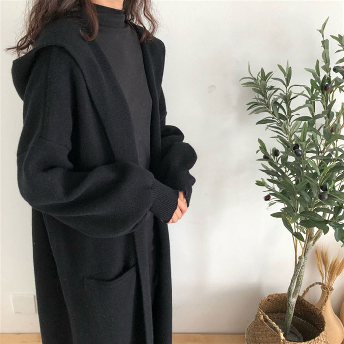 <br>ロングカーディガン レディース 秋 秋冬 大きいサイズ 厚手 パーカー 帽子 フード付き カーディガン ニットカーディガン マキシ丈 ロングカーデ アウター 羽織り トップス 長袖 Vネック Iライン ローゲージニット リブ リブニット 冬 送料無料